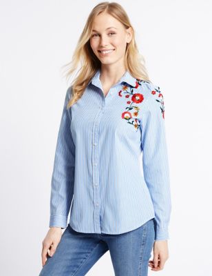 Cotton Rich Embroidered Fuller Bust Shirt